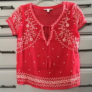 American Eagle Embroidered Top Red/Coral